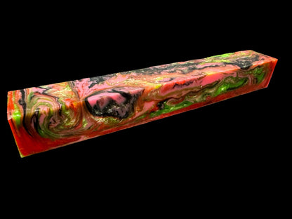 Pen Turning Blank, Alumilite Resin, Raspberry Lime