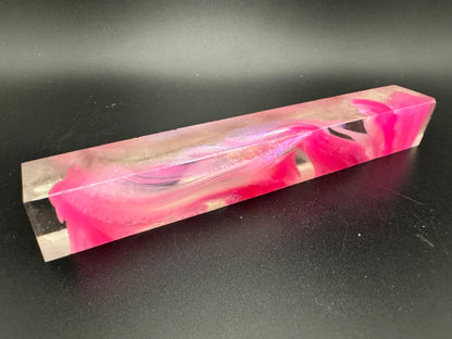 TRANSPARENT Glow in the Dark Pen Turning Blank, Alumilite Resin, Pink Glow