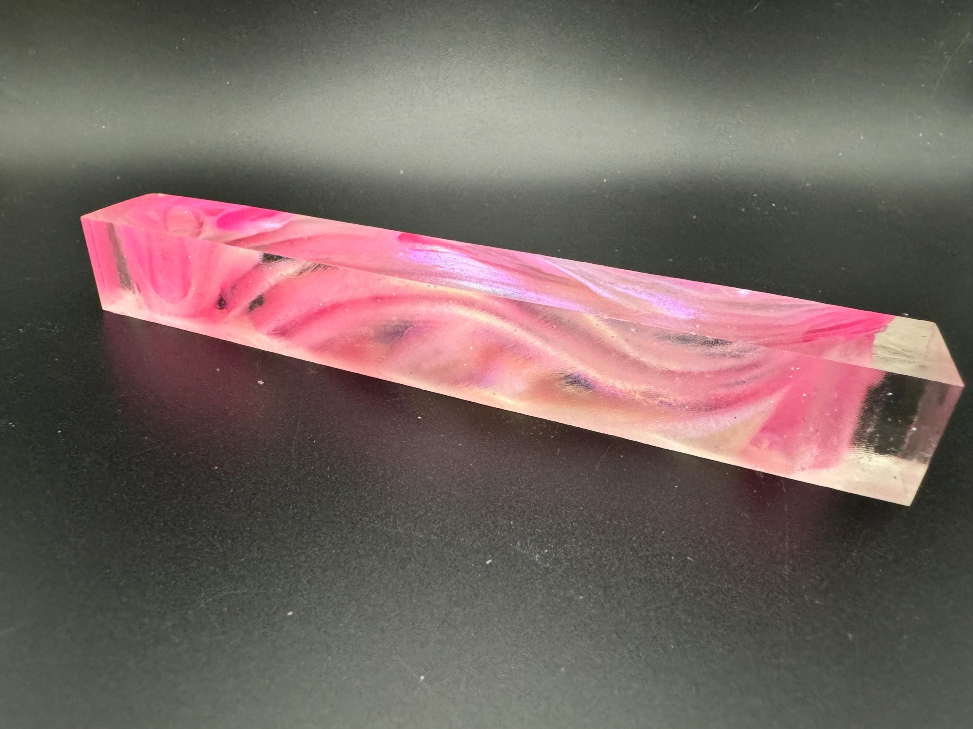 TRANSPARENT Glow in the Dark Pen Turning Blank, Alumilite Resin, Pink Glow