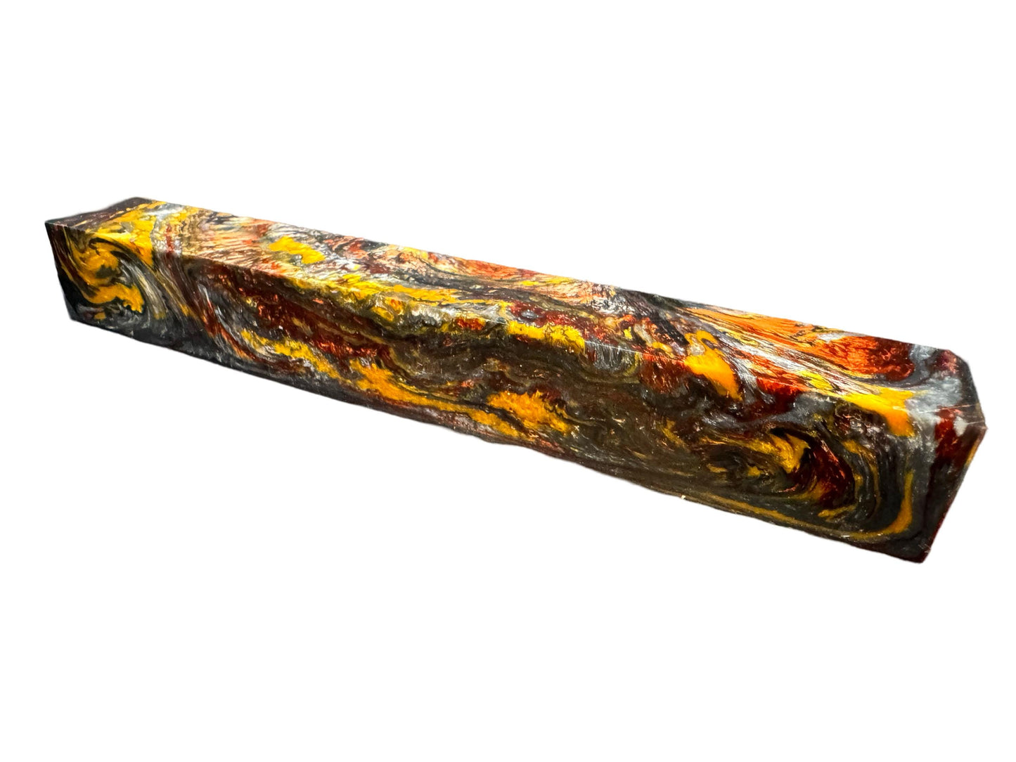 Pen Turning Blank, Alumilite Resin, Twisted Metal