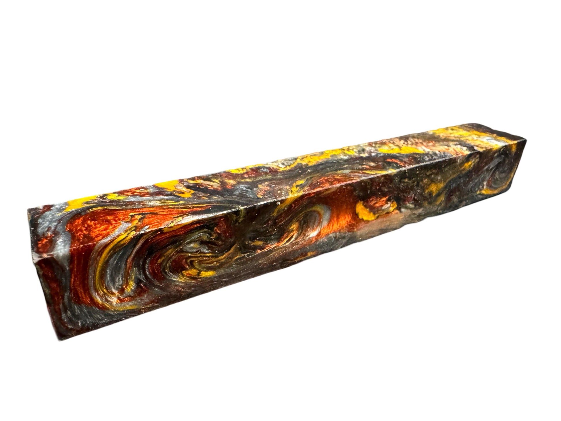 Pen Turning Blank, Alumilite Resin, Twisted Metal