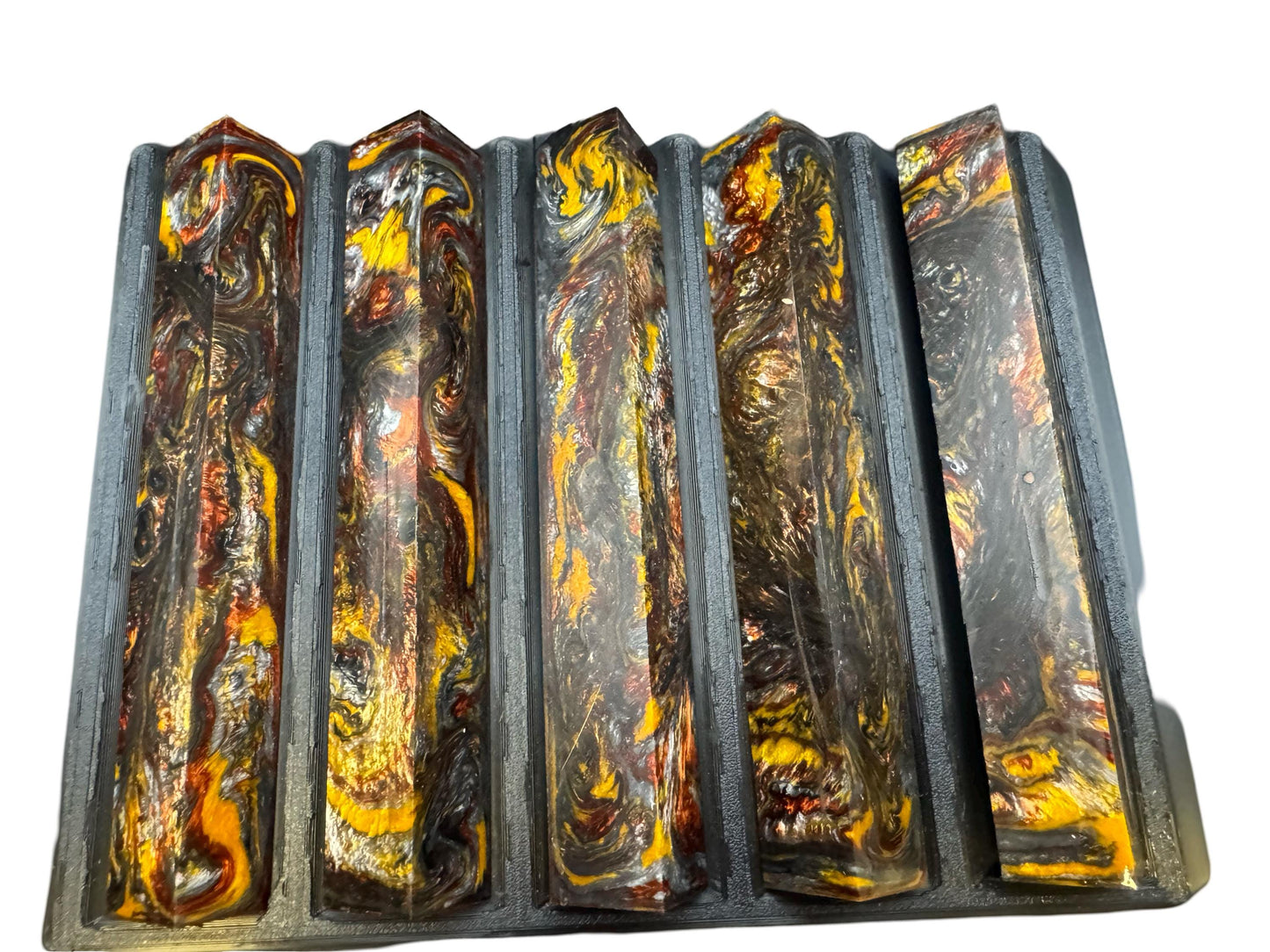 Pen Turning Blank, Alumilite Resin, Twisted Metal